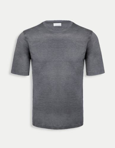 Doriani cotton blended silk T-shirt deep gray | tailorable