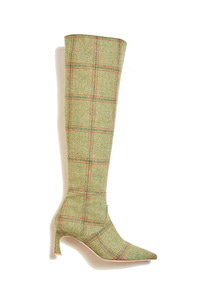 Green check tweed over knee boots | tailorable