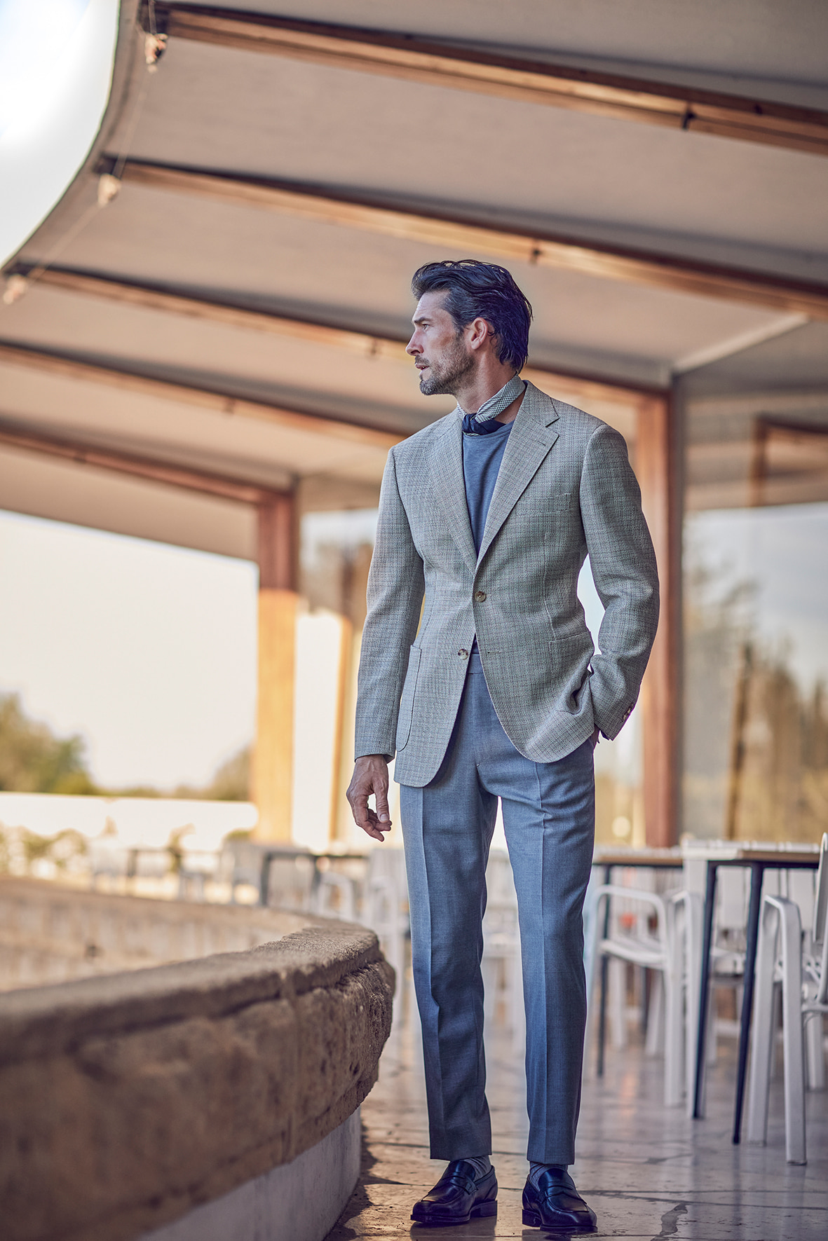 The &#039;TB&#039; flat-fronted light grey trouser | tailorable