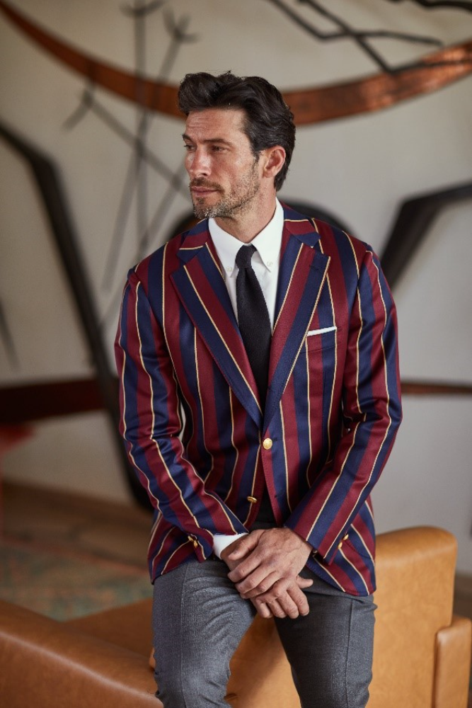 ‘Alain&#039; striped boating blazer | tailorable
