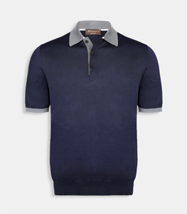 Doriani colour block polo shirt navy/light gray | tailorable